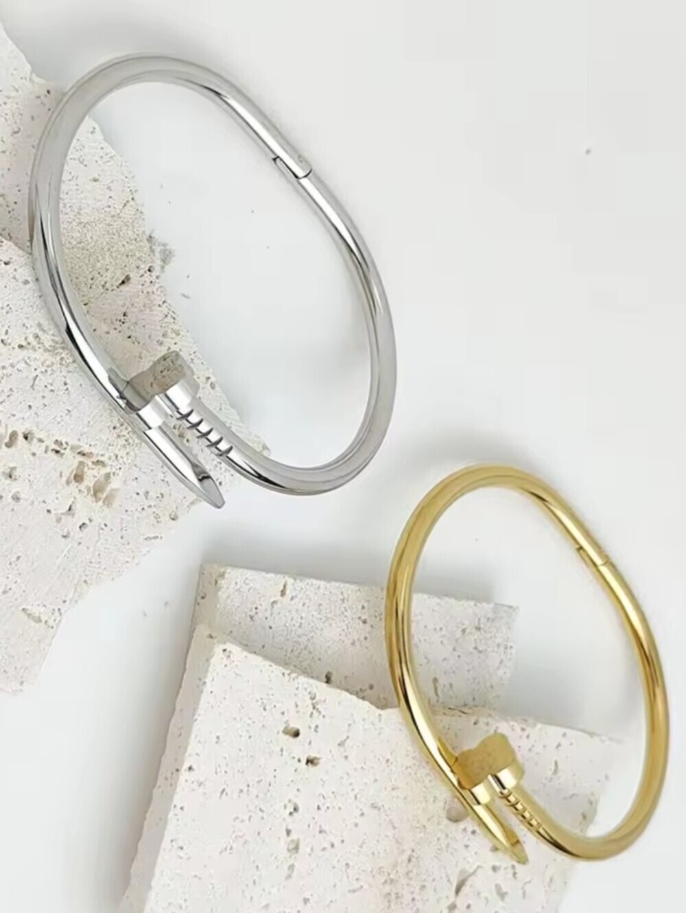 Gold Nail-Style Bangle Bracelet - Picture 8 of 8